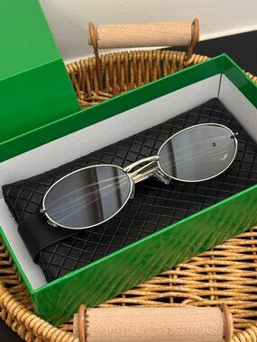 Bottega Veneta BV1386S Oval Sunglasses Silver Frame